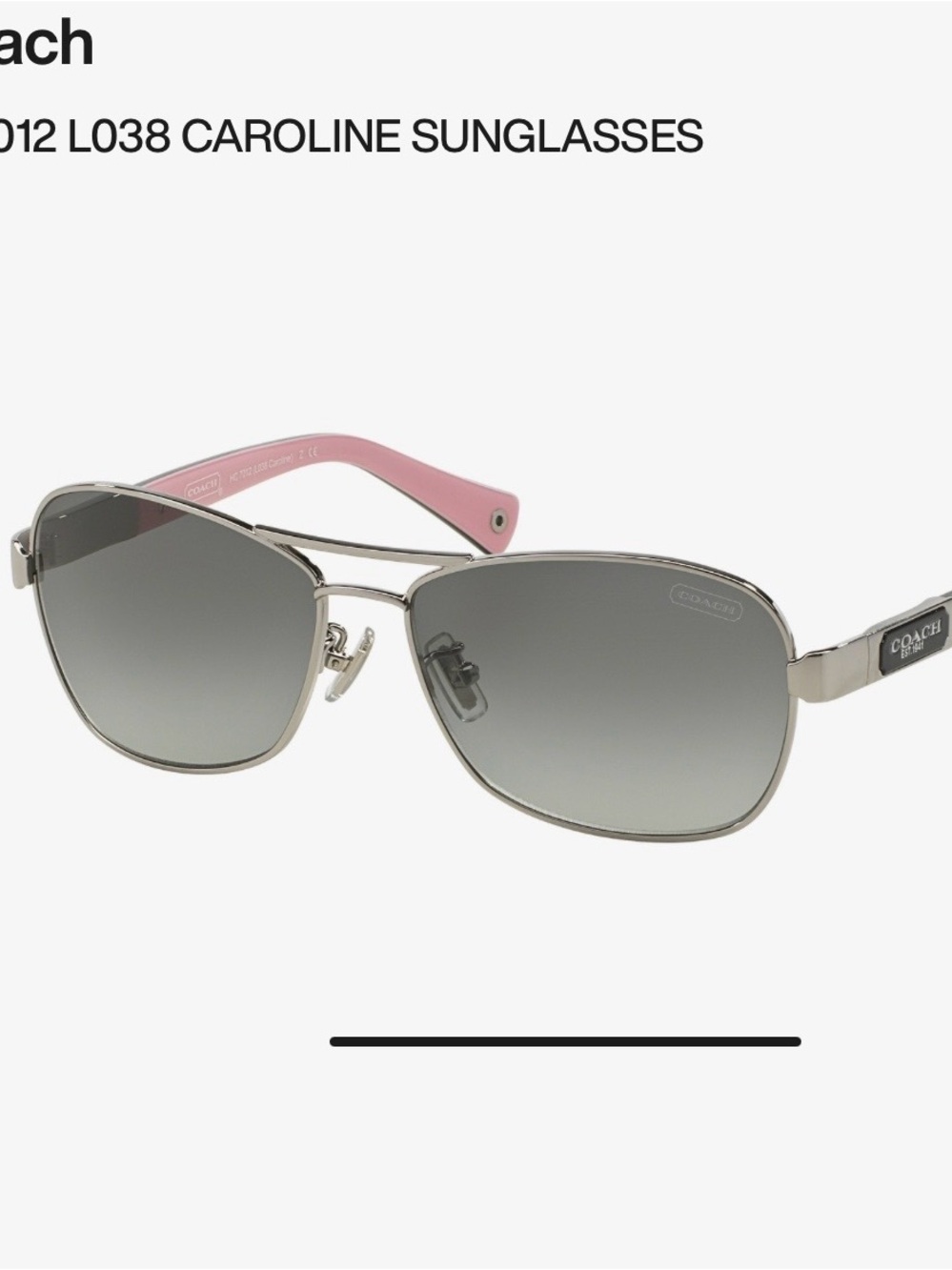 Coach Silver Aviator Sunglasses with Gray Gradient Lenses